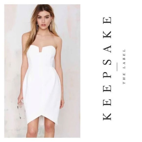 Keepsake the Label Sweetheart Neck Strapless Divide Bodycon Dress White Sz Large - Picture 1 of 11